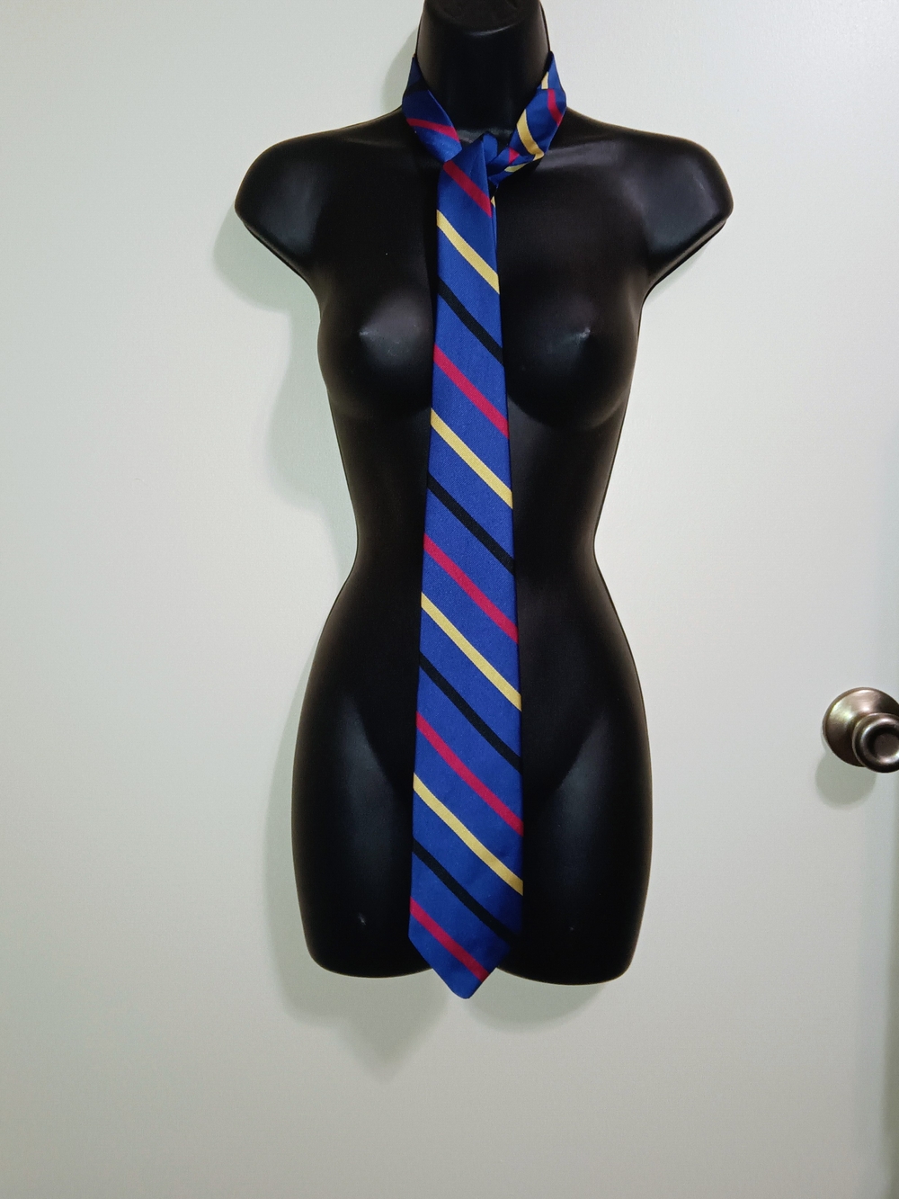 Classic Blue Striped Men's Tie - Navy, Yellow & Red